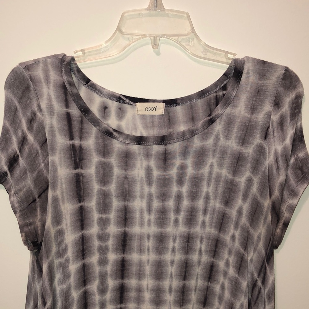 Black and White Tie Dye Womens Short Sleeve Dress